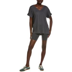 Marion Womens  2Pc V-Neck Top & Biker Short Set, Gray